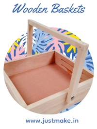 Premium Wooden Hamper Basket / Caddy / Tray - 8 x 8 Inches