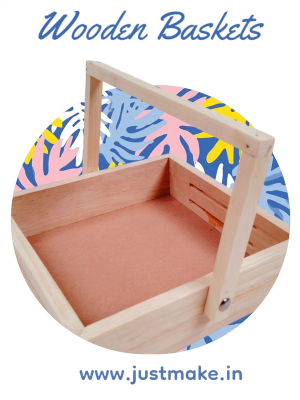 Premium Wooden Hamper Basket / Caddy / Tray - 10 x 10 Inches