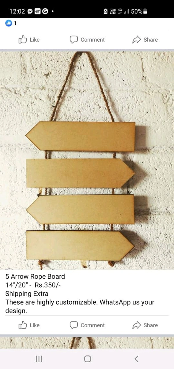 Rope 4 Plank Name Board With Rope - With White Rope