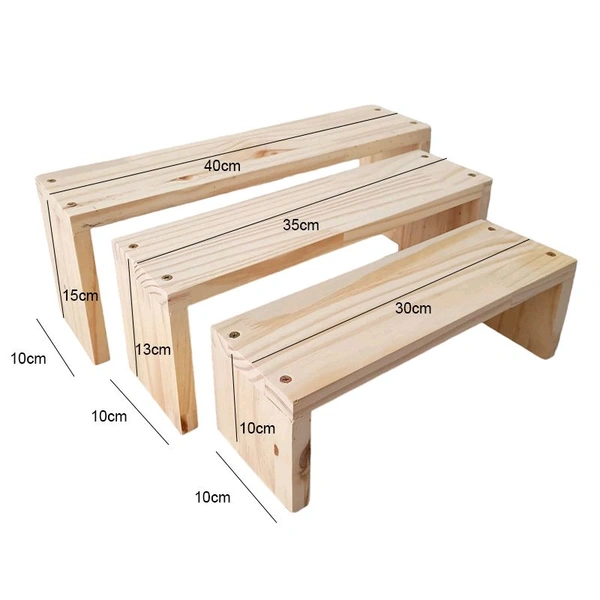 Nested Pinewood Stand Set Of 3