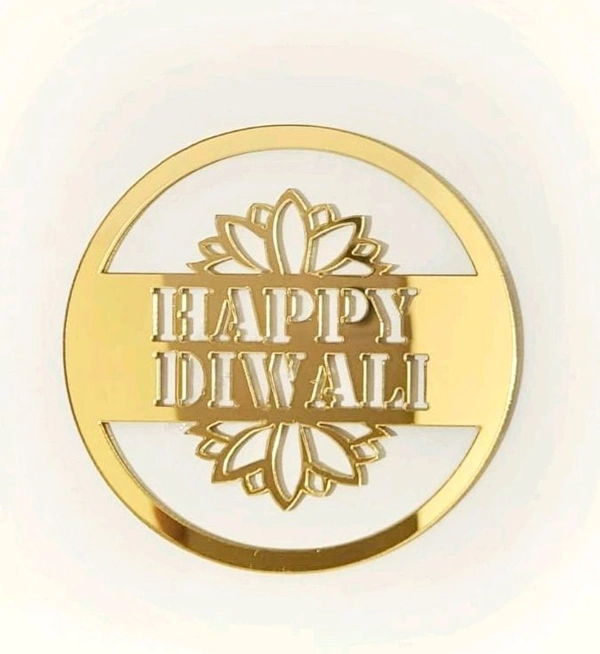 Golden Acrylic Happy Diwali Cutout - 3 Inches