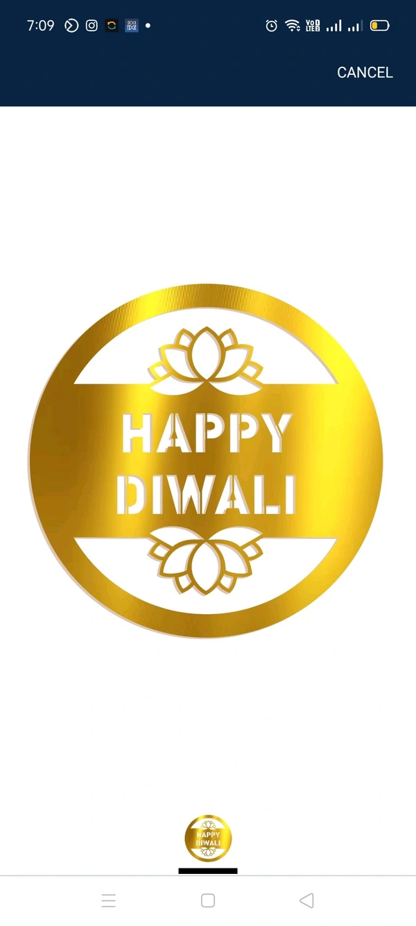 Golden Acrylic Happy Diwali Cutout - 3 Inches
