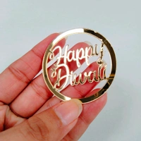 Golden Acrylic Happy Diwali Cutout - 2 Inches