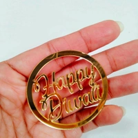 Golden Acrylic Happy Diwali Cutout - 2 Inches