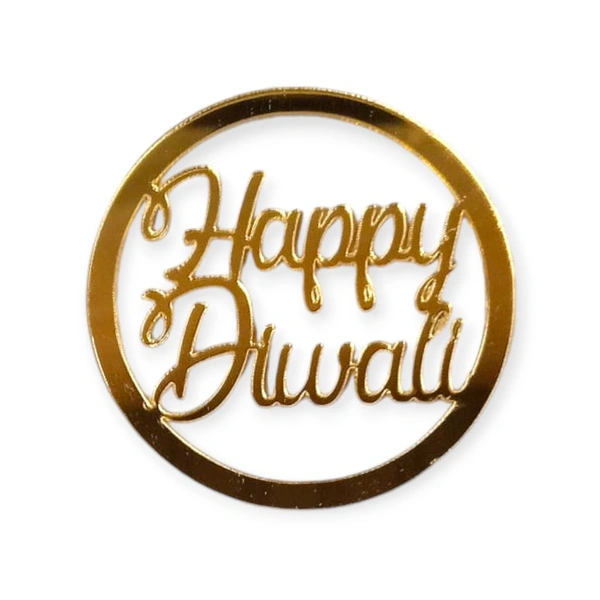 Golden Acrylic Happy Diwali Cutout - 3 Inches