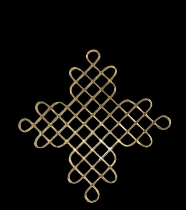 Kolam Cutout - 2 - 1 pc, Gold