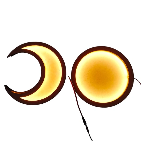 Half Moon Crescent Moon LED Shadow Box - 14 Inches, With Acrylic Cover, 18mm