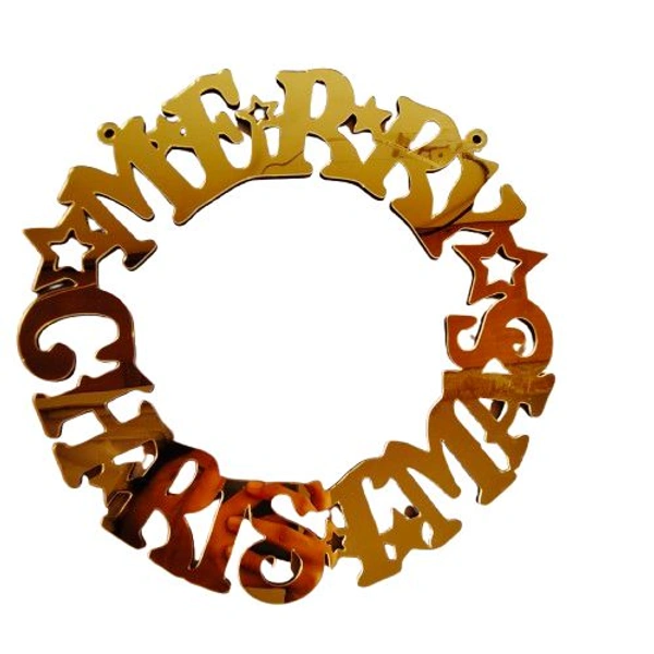 Golden Acrylic Merry Christmas Wreath - 10 Inches