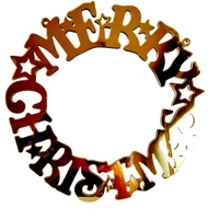 Golden Acrylic Merry Christmas Wreath - 10 Inches
