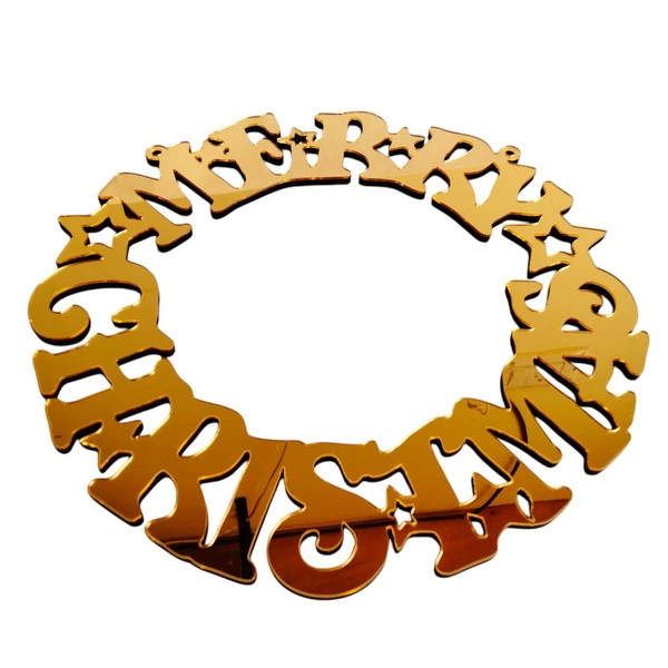 Golden Acrylic Merry Christmas Wreath - 12 Inches