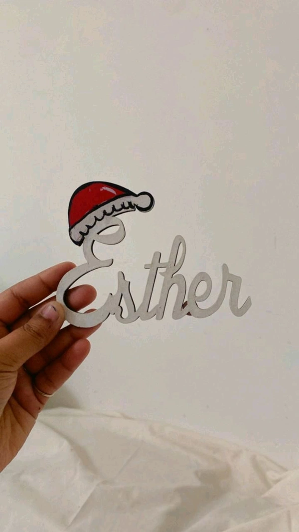 Name Fridge Magnet Christmas Theme Santa Cap - Pack Of 1