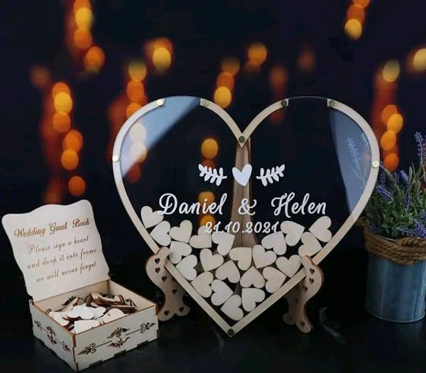 Wedding Guest Book - Wishes Memories Drop Box - 200 Guests