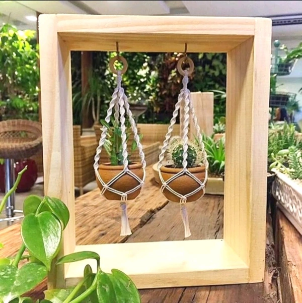 Pinewood Frame With Hook / Plant Hanger / Macrame - 9 * 11 * 2 Inches
