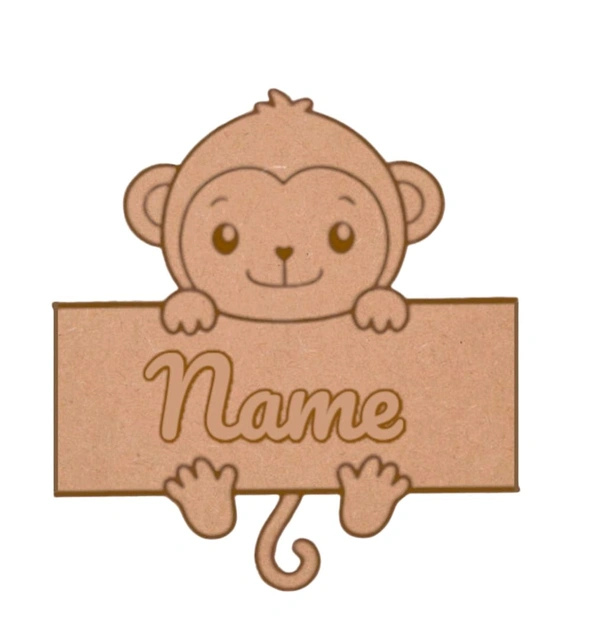 Baby Monkey Kid's Room Name Board - 4mm