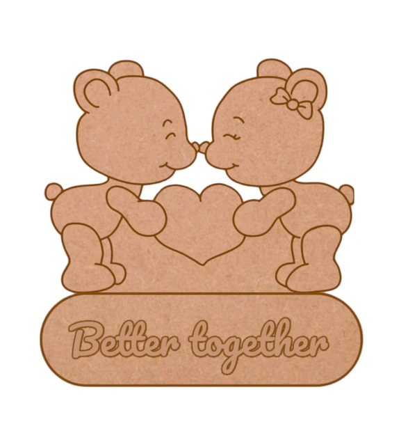 Couple Teddy Bear Name Board / Wall Decor - 6mm