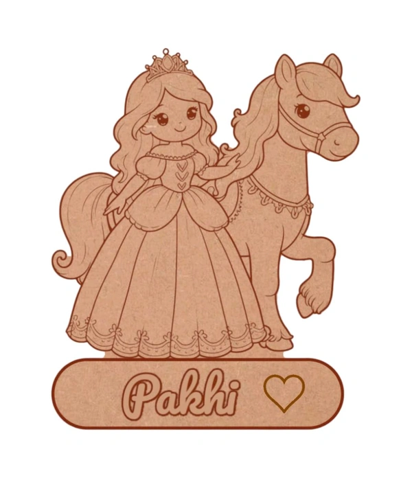 Princess with Unicorn Kids Room Name Board - 4mm