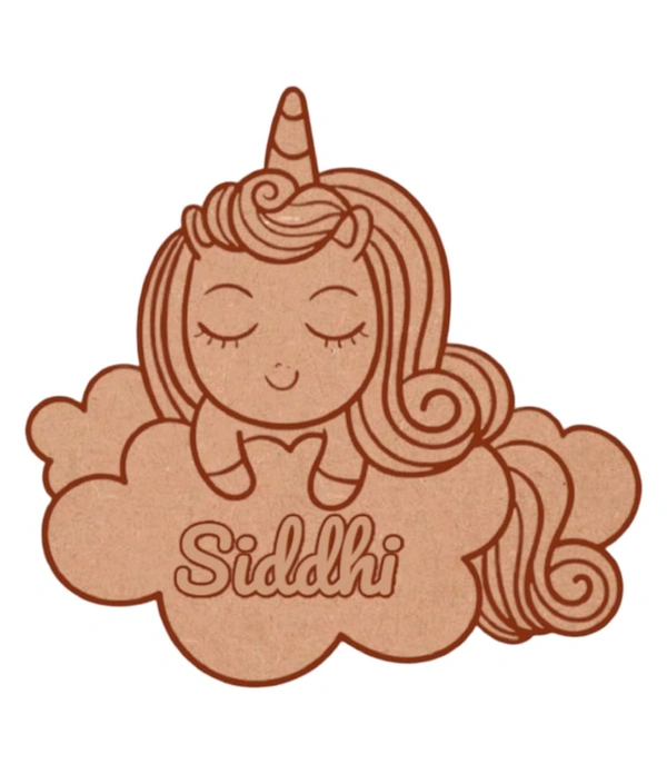 Princess with Unicorn Kids Room Name Board - 4mm