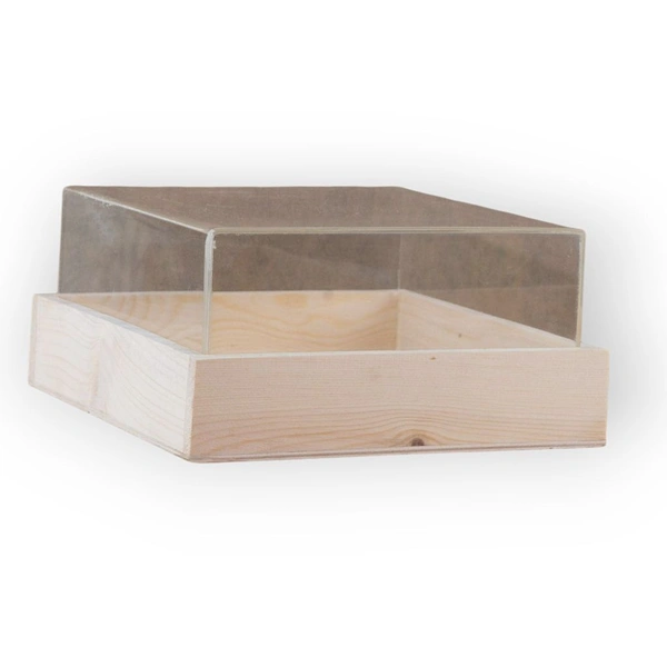 Pinewood Acrylic Wedding Invitation/ display Box - 12*12*4 Inches