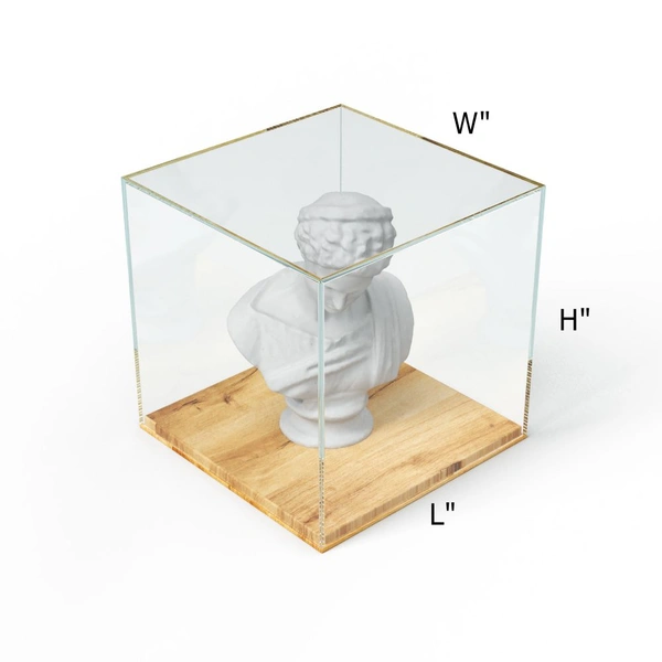 Acrylic Display Box With Pine Wood Base - 8" * 8" * 8"