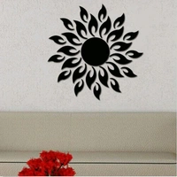 Laser Cut Mirror Acrylic Sun Art Wall Sticker - Gold