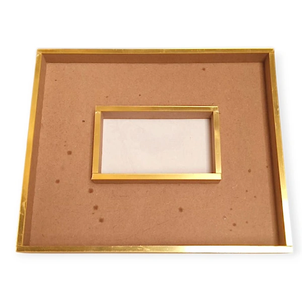 MDF Double Floating Varmala Preservation Frame With Gold Border - 10 * 10 * 1 Inch