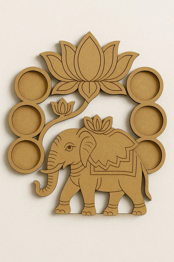 Elephant & Lotus Tea Light Holder