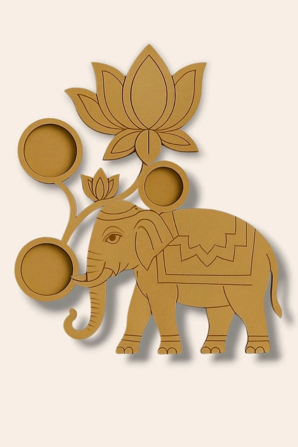 Elephant l & Lotus Tea Light Holder