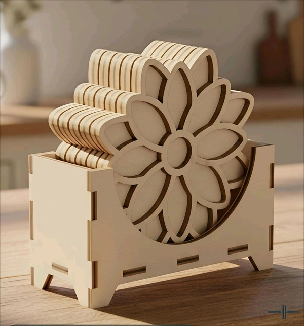 Double Layer Coaster With DIY box Stand - 1 Set