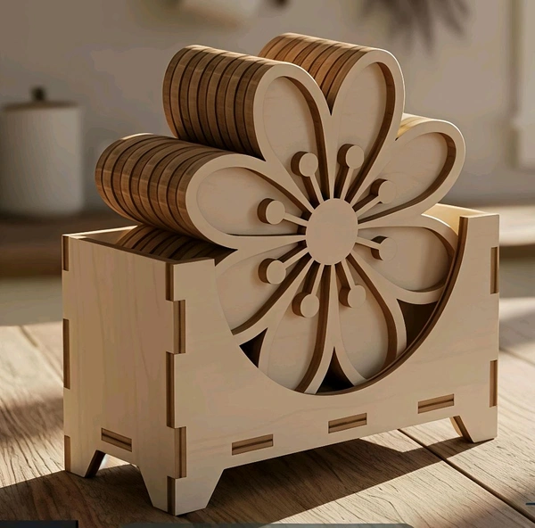 Double Layer Coaster With DIY box Stand - 1 Set