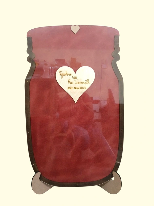 Wedding Guest Book Jar Shape - Wishes Memories Drop Box - 100 Guests, Red