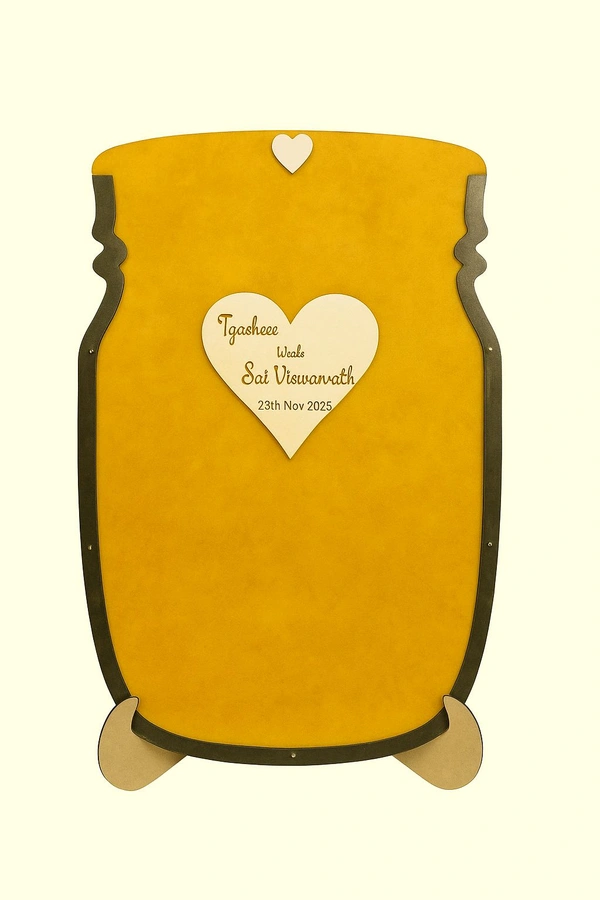 Wedding Guest Book Jar Shape - Wishes Memories Drop Box - 100 Guests, Yellow
