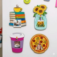 Flower Vase - Photo Fridge Magnet - - 5 pcs