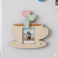 Tea Cup Heart - Photo Fridge Magnet - 5 pcs