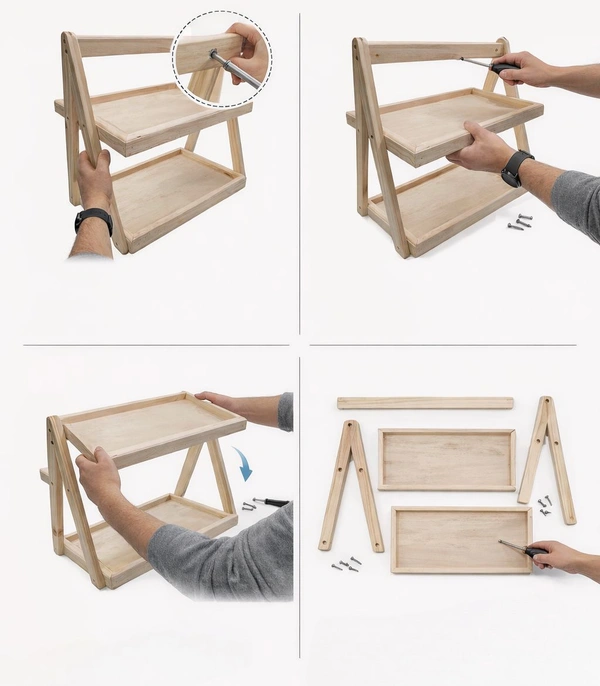 Multipurpose Display shelf with 2 pine trays