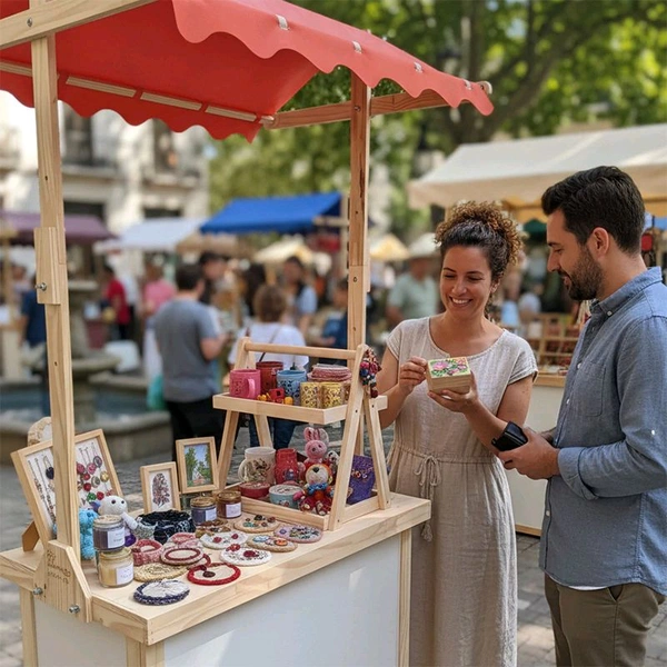 Multipurpose Display shelf with 2 pine trays