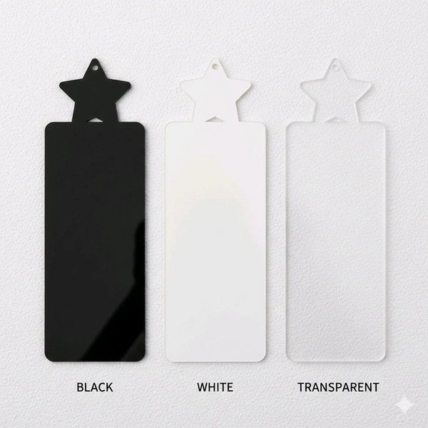 Acrylic Book Marker - Star - H - White, Set of 50