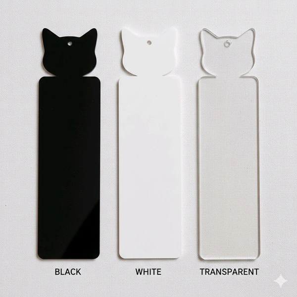 Acrylic Book Marker - Cat - I - Transparent, Set of 50