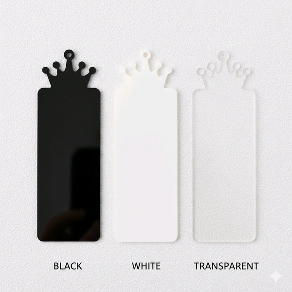 Acrylic Book Marker - Crown - J - Black, Set of 50