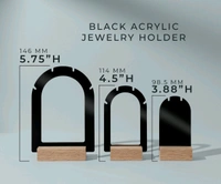 3 Pack Acrylic Jewelry Display With Pinewood Base - Black acrylic