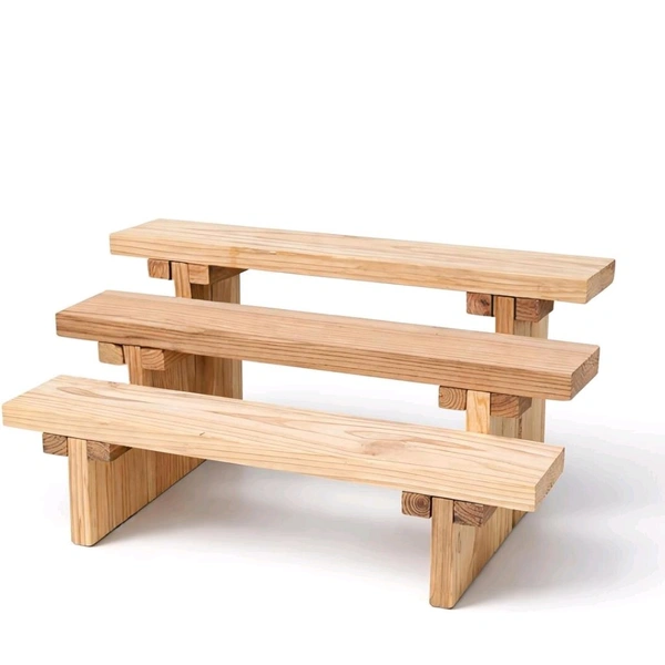 3-Tier Wooden Display Stand - 3 Step Dismantling - Stall & Retail Store - Small