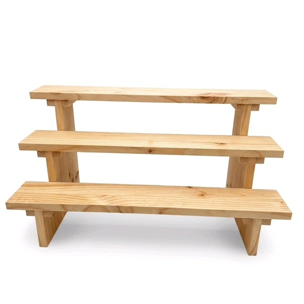 3-Tier Wooden Display Stand - 3 Step Dismantling - Stall & Retail Store - Small
