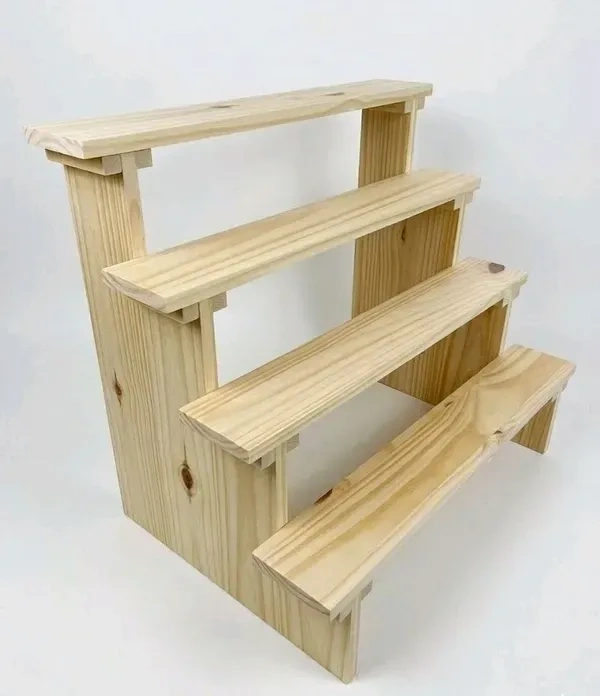 4-Tier Wooden Display Stand - 4 Step Dismantling - Stall & Retail Store - Medium