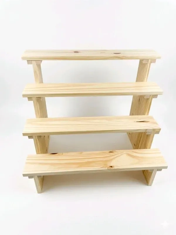 4-Tier Wooden Display Stand - 4 Step Dismantling - Stall & Retail Store - Medium