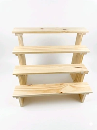 4-Tier Wooden Display Stand - 4 Step Dismantling - Stall & Retail Store - Small