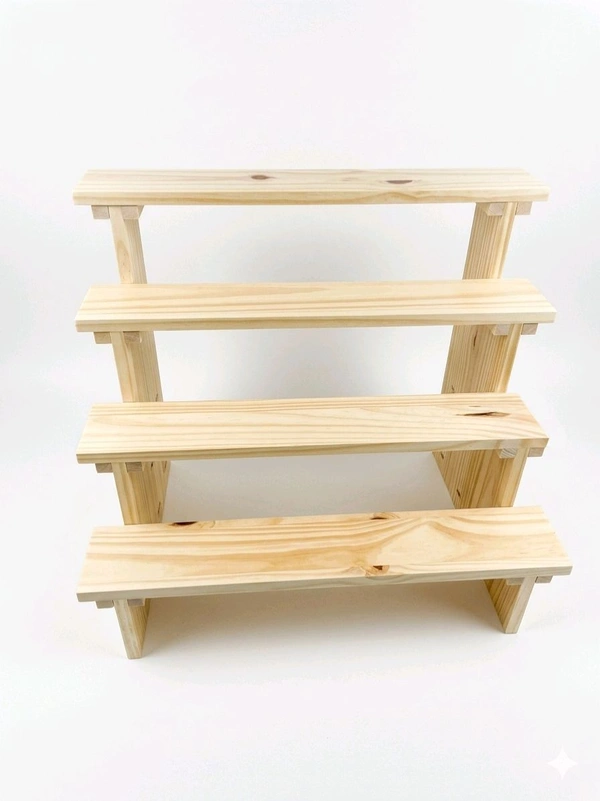 4-Tier Wooden Display Stand - 4 Step Dismantling - Stall & Retail Store - Small