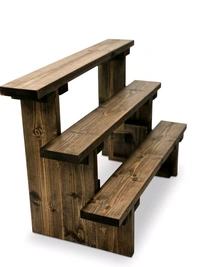 3-Tier Wooden Display Stand - 2 Step Dismantling - Stall & Retail Store - Dark Walnut Shade - Small