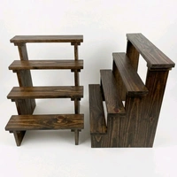 4-Tier Wooden Display Stand - 2 Step Dismantling - Stall & Retail Store - Dark Walnut Shade - Large