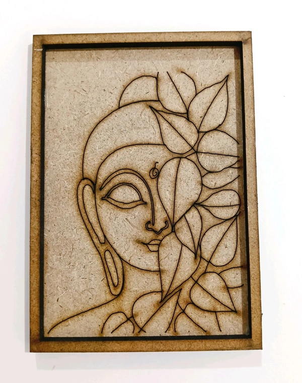 Pre Marked Coaster Square For Resin - Buddha Face & Lotus - 4