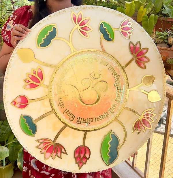 Pichwai Lotus Pond With Om - 12 Inches