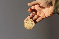 50 pcs Laser Cut Wooden Logo Keychain, Personalized Birch Keyring for Branding